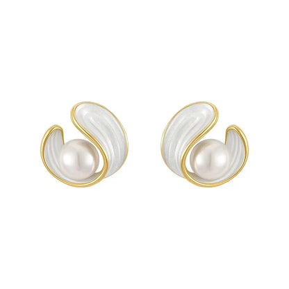 Luxury white opal earrings with pearls in gold