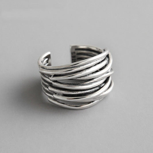 925 Sterling Silver Adjustable Layered Ring