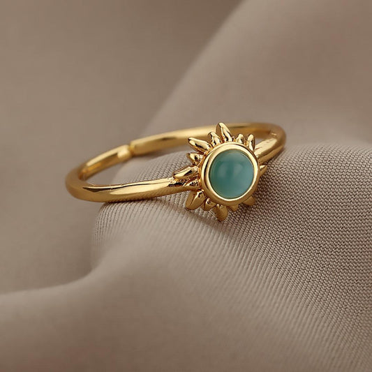 Adjustable Sunstone Ring in Gold