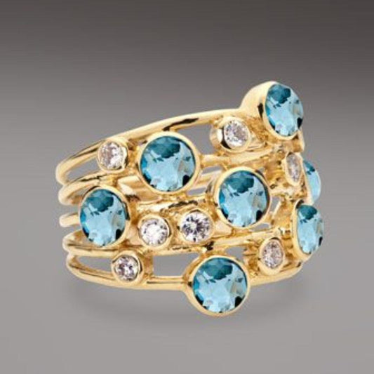 Vintage Blue Zirconia Gold Ring