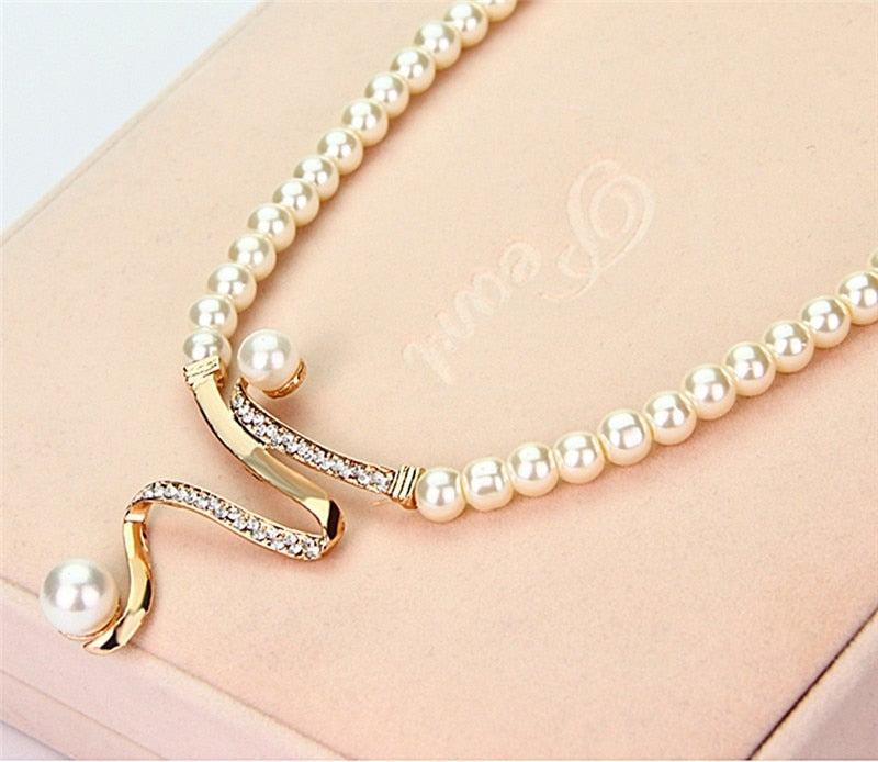 Natural Pearl Necklace + Earring Set