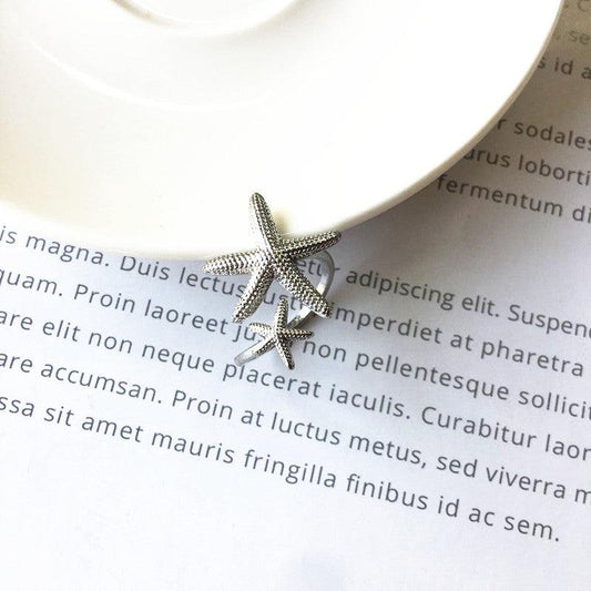 Adjustable Starfish Ring in Silver and Gold