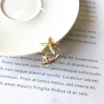 Adjustable Starfish Ring in Silver and Gold