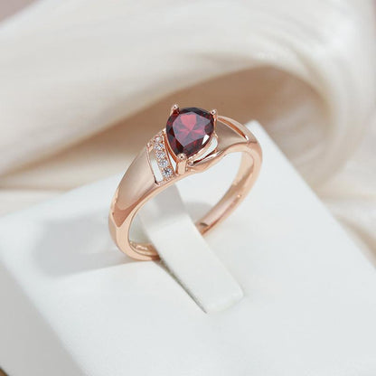 Oval Red Natural Zircon Ring