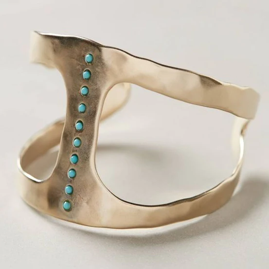 Silver-plated vintage ring with turquoise dots