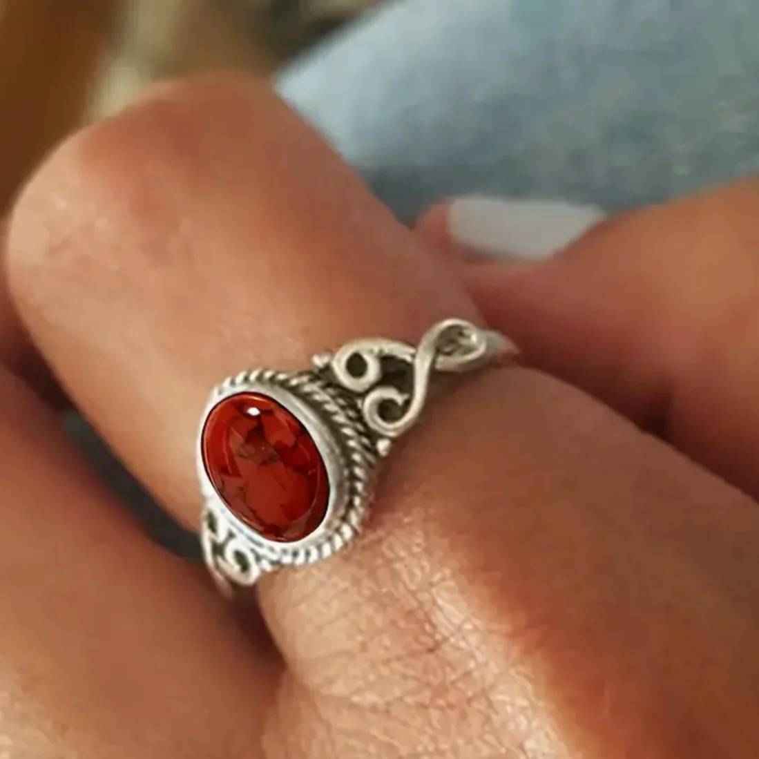 Vintage ring with red stone