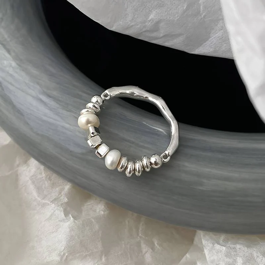 Baroque Pearl Ring in Vintage Silver