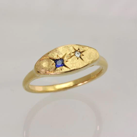 Vintage blue star ring gold-plated