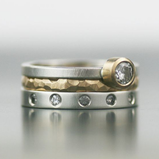 Layered Gold & Silver Zirconia Ring