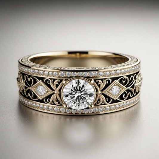 Gold-Plated Vintage Ring with Crystal