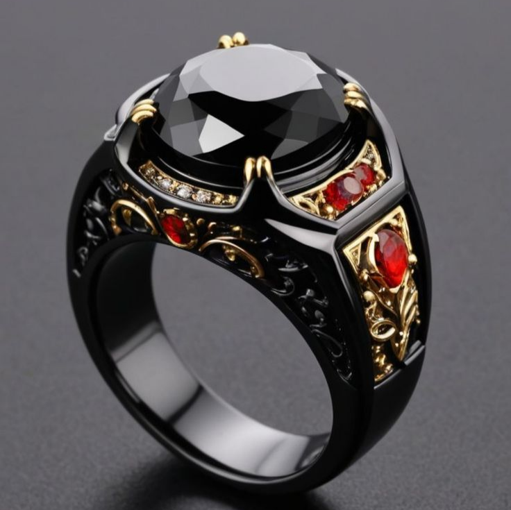 Vintage ring with black crystal